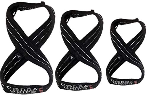 Deadlift Straps Figure 8 Loop Lifting Straps The #1 Choice for Power Lifters weightlifters workout Enthusiasts - color: Black with White Strips, size: 80 cm 8.0"+ And Up Wrist Circumference