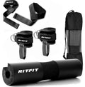 RitFit 7 Pcs Barbell Squat Pad Set, Hip Thrust Pad with Ankle Straps, Resistance Bands, Lifting Straps, Barbell Pad for Squats, Lunges & Hip Thrust - color: Black