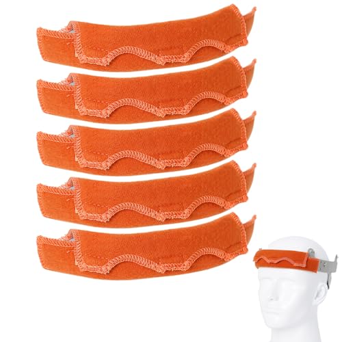Aolamegs Safe Hard Hat Sweatband- Hard Hat Sweat Bands Washable, Hard Hat Liner Replacement, Flame Retardant Cotton Hard Hat Accessories Sweat for Welding Helmet, Construction Hats, Chainsaw Helmet - color: Orange 5PCS