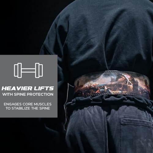 Katamu USPA & IPL Approved Premium Leather Lever Belt — 10mm and 13mm | Powerlifting Belt for Men and Women, Steel Lever Buckle, 4 Inch Wide Back Support for Deadlifts and Squats - color: Fall of Rome, size: XX-Large - 13mm