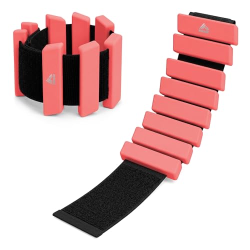RBX Adjustable Ankle & Wrist Weights, Customizable for Pilates, Yoga, Walking, Barre, Home Workouts & Strength Training - color: Coral
