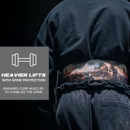 Katamu USPA & IPL Approved Premium Leather Lever Belt — 10mm and 13mm | Powerlifting Belt for Men and Women, Steel Lever Buckle, 4 Inch Wide Back Support for Deadlifts and Squats - color: Fall of Rome, size: Medium - 10mm