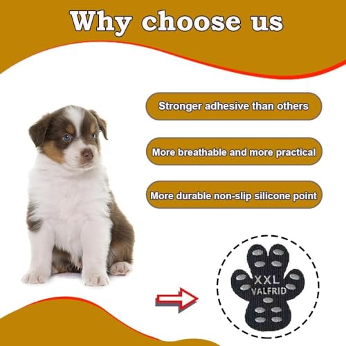 ‌VALFRID Dog Paw Protector Pads,15 Sets-60 Pads Anti-Slip Grips for Hardwood Floors,Best for Hot Pavement,Strong Self-Adhesive Traction Stickers for Senior Dog Essentials Black M - size: M (1.8" x1.52")