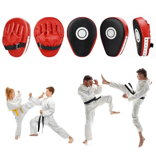 Punching Mitts Kick Pack Set, Boxing Pads Curved Focus Punching Mitts Kickboxing Striking Target Pads for Kids Men Women, Martial Arts Training Equipment for Boxing Taekwondo Karate Muay Thai - style: Punching Mitts