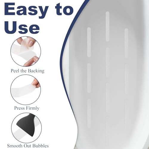 Gecork 28 PCS Bathtub Non Slip Stickers with Strong Adhesive, Invisible Anti Slip Shower Strips with Scraper for Bath Tub, Shower Floor, Stairs