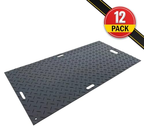 Mytee Products 12 Pcs Ground Protection Mats - Black, 3' x 8', Heavy Equipment Mats w/ 22 Pcs Single Connectors - color: Black, size: 12 - Pack