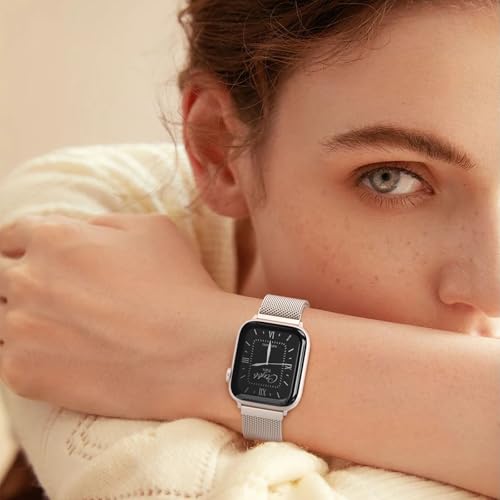 Stainless Steel Milanese Loop Compatible with Apple Watch Bands 46mm 44mm 45mm 49mm men and women, Magnetic Clasp Replacement for iWatch Ultra Series 11 10 9 8 7 SE 6 5 4 3 2 1 - color: Rose Gold (Series 11 10), size: 44/45/46/49mm