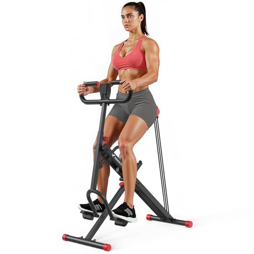 Squat Machine, MERACH R07 2 in 1 Squat Rowing Machine, Easy Setup & Foldable Exercise Equipment, Glute Trainer Machine, Glutes & Leg Home Workout Machine - color: Red