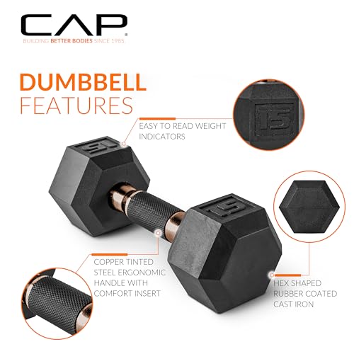CAP Barbell 50 lbs Coated Dumbbell Set with Copper Handles, 5LBx2, 20lbx2
