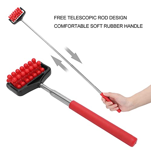 YUYTE Telescopic Massager Back Roller Adjustable Massage Adjustable Massage Stick Head Musle Scratcher Extendable with for Men Women[Red]