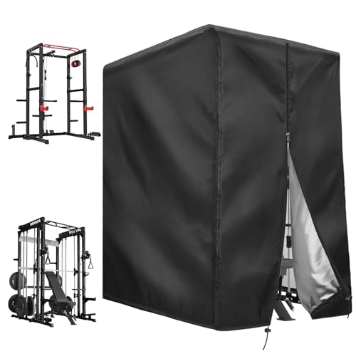 Squat Rack Cover with Waterproof Zipper, Protective Cover for Power Cage/Weight Lifting Rack/Weight Cage/Power Racks for Home Gym Equipment Storage-Indoor & Outdoor Use - size: 64" x 68" x 82.5"