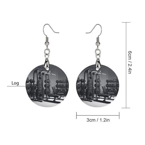 Gym Equipment Wooden Earrings Statement Earrings for Women Trendy Boho Dangle Drop Earrings Vintage Geometric Circle