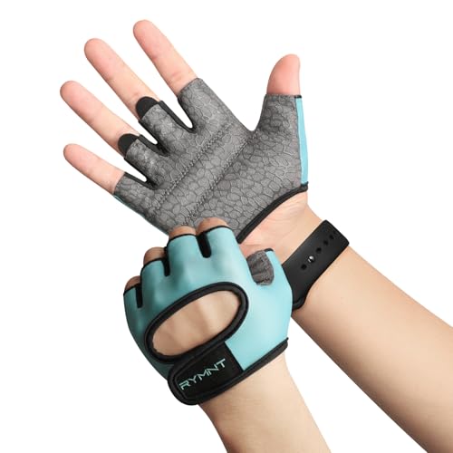 Short Workout Gloves for Women Men, Weight Lifting Gloves Full Palm Pads | Minimal Gym Gloves for Weightlifting, Exercise, Fitness, Training, Extra Grip, Fingerless Work Out Gloves Womens, Breathable - color: Aqua, size: Medium