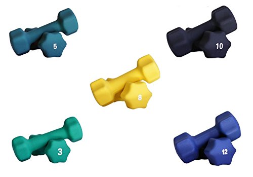 Ader Neoprene Dumbbell (1-30lb) Single Size Pair or Set - color: 3+5+8+10+12LB