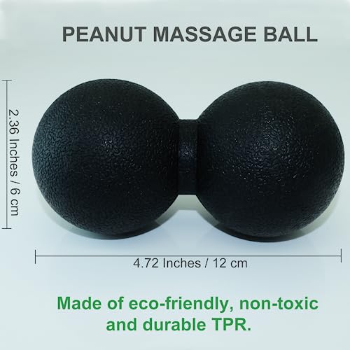 Hard Peanut Massage Ball, Double Lacrosse Massage Ball. Deep Tissue Massage Roller Mobility Ball for Physical Therapy Myofascial Release Muscle Relaxer Acupoint Massage (Black) - color: Black