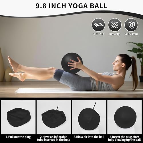 DICYWUDI Pilates Essentials Kit for Home Women, Pilates Equipment for Workouts, 6 Fabric Resistance Bands, 12 Inch Magic Circle Yoga Ring, Mini Exercise Ball, Great Exercise Equipment - color: 13pcs Black set