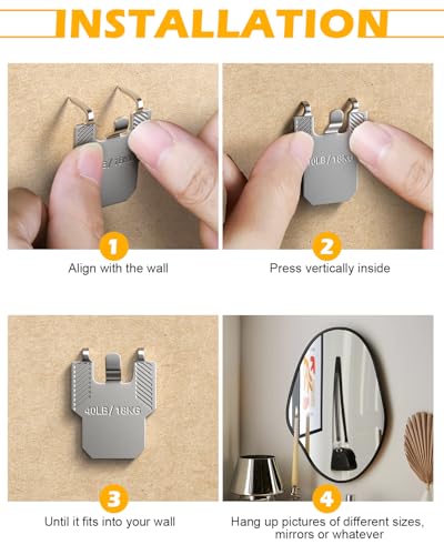 Picture Hangers Claw Hooks for Drywall：20Pcs Wall Picture Frame Hanging Hooks - No Damage Heavy Duty Art Picture Mirror Photo Poster Painting Hanger Hardware Kit - Claw for Room Office Decor