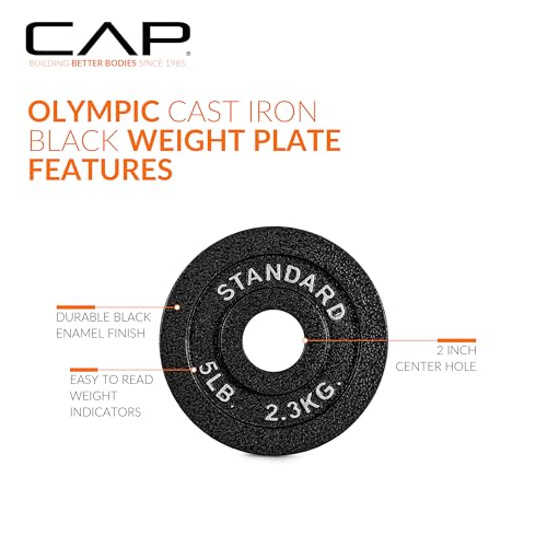 CAP Barbell 2-Inch Olympic Weight Plate | Multiple Options - size: 5 lb - Set of 4, style: Classic - Black