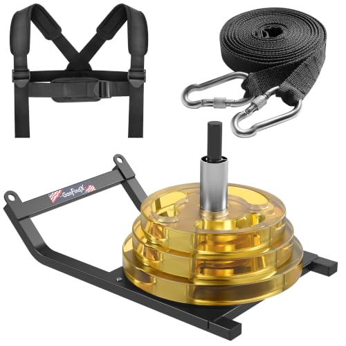 GanFindX Fitness Weight Sled, Fits 1" & 2" Weight Plates | Strength training workout sled for athletic exercise & speed improvement. Great for home gym pushing, pulling & conditioning.
