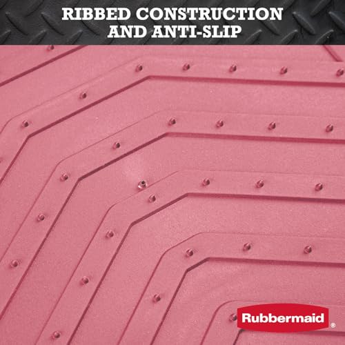 Rubbermaid Car Floor Mat, Heavy Duty All-Weather Car Mats Full Set with Dual-Tone Pink and Sliver Aluminum Inserts – Universal Fit, Anti-Slip Backing, Trim-to-Fit for Most SUV, Sedan, Van - color: Pink & Silver