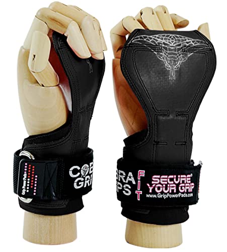 Cobra Grips Weight Lifting Gloves with Adjustable Neoprene Padded Wrist Wraps - Heavy Duty Alternative to Power Lifting Hooks for Deadlifts - color: FIT Black Rubber, size: 4.25 - 7.0"