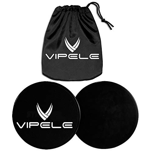 Core Sliders. Dual Sided Use on Carpet or Hardwood Floors. Abdominal Exercise Equipment - color: Black