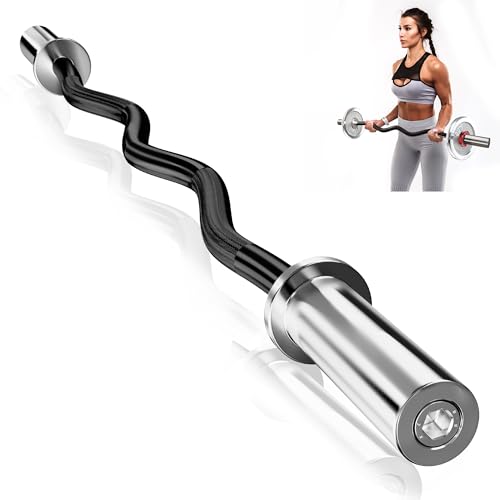 TUYOHW Barbell Set: 7ft Straight Bar & 4ft EZ Curl Bar, 700LB/400LB Capacity, Knurled Grip, Black/Silver Finish, Steel, Ideal for Home & Gym Use