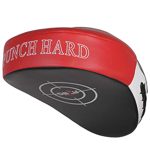 DEFY MMA Muay Thai Boxing Focus Mitts – Premium Leather Hook & Jab Punching Pads - Curved Focus Mitts for Strike & Kick Training Shield (Pair)
