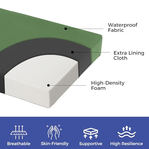 IPYNBAP Outdoor Bench Cushions for Outdoor Furniture, 59x18x3 Inch, Waterproof Bench Pillow, Fade Resistant Long Bench Seat Pads for Garden, Indoor, Porch Swing, Army Green - color: Army Green, size: 59×18×3 Inch