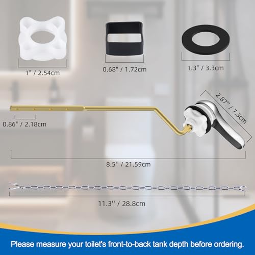 Hibbent Metal Side Mount Toilet Handle Replacement Kit, Chrome | Upgraded Metal Flush Lever, Universal Toilet Flush Handle Fit Side Tanks, Stainless Steel Flapper Chains, 4 Adjustable Holes - color: Chrome, style: Classic Side Mount