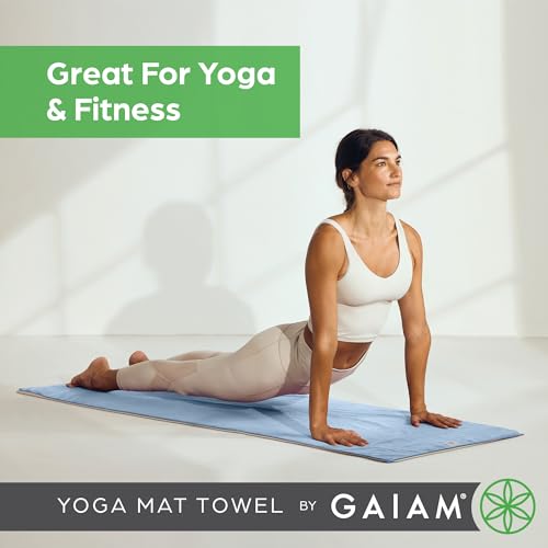 Gaiam Yoga Mat Towel Microfiber Mat-Sized Yoga Towel for Hot Yoga - color: Skyway, size: 1 Towel