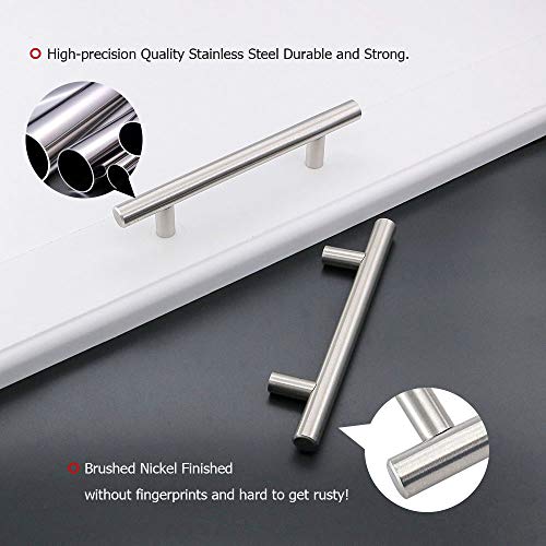 homdiy Cabinet Handles Brushed Nickel Cabinet Pulls - HD201SN Modern Drawer Handles Stainless Steel Cabinet Hardware 4-1/2in Hole Centers Kitchen Cabinet Handles Cupboard Handles - color: Brushed Nickel, size: 4-1/2in hole centers
