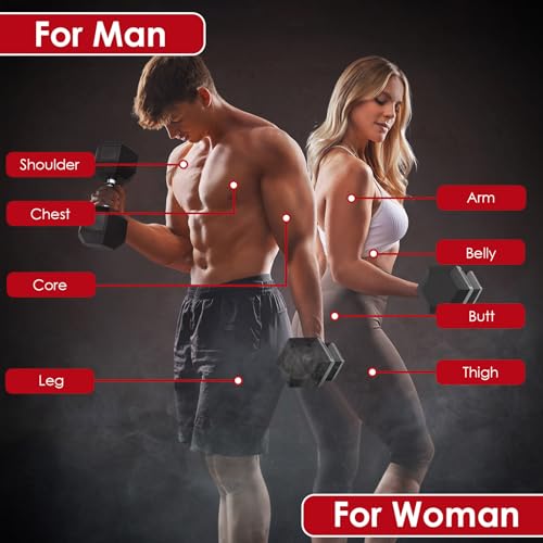 LIFERUN Rubber Grip Dumbbells Rubber Coated Cast Iron, with Anti-Slip Hex Black Dumbbell, Free Weights Dumbbell Set, 60lb/ 65lb/ 70lb/ 75lb dumbbell Single - style: 75lb