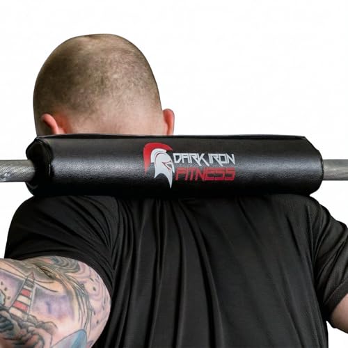 Dark Iron Fitness Barbell Pad w/Extra Thick Foam Padding, Non-Slip Hook and Loop Closure for Olympic Bars Weight Training Shoulder & Neck Protection Support, for Squats Hip Thrusts Lunges - color: Dark Iron Fitness