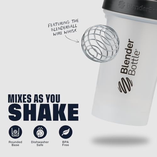 BlenderBottle Classic V2 Shaker Bottle Perfect for Protein Shakes and Pre Workout, 20-Ounce, Clear/Black - color: Clear/Black, size: 20 Ounces
