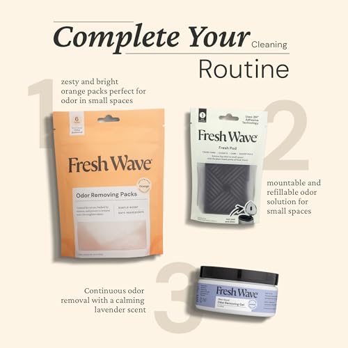 Fresh Wave Orange Odor Eliminating & Deodorizing Packs - Bag of 6 & Fresh Pod Case