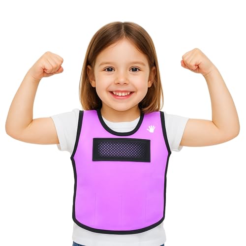 Weighted Sensory Compression Vest for Kids – Adjustable Calming Vest with Removable Weights – Purple - size: Small