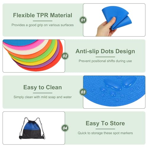 Spot Markers, Poly Spot Marker for Agility Training Floor Dots Non Slip Flat Field Cones - color: Blue, size: 23 cm/9.1inch