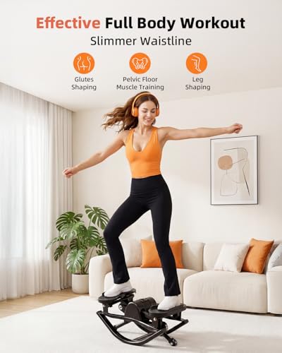 Rock Fitness Stepper for Exercise at Home, Motion Stair Stepper with Resistance Bands for Full Body Workout, Aerobic Workout Machine Fitness Equipment, Black