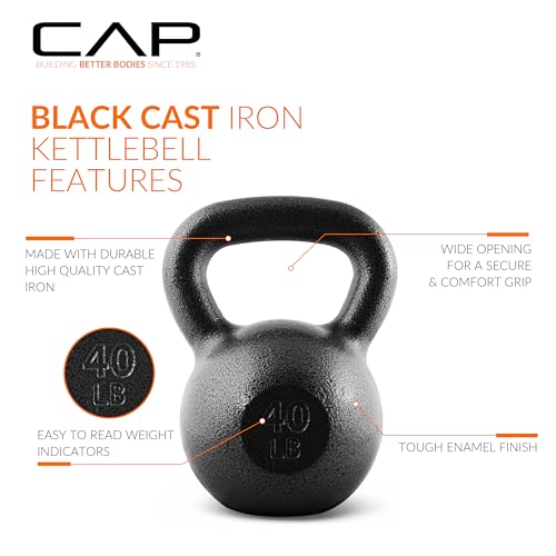 CAP Barbell Cast Iron Kettlebell - Singles and Sets, Multiple Weight Choices - size: 40.0 Pounds