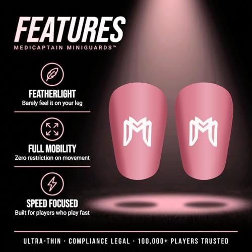 MediCaptain MiniGuards - Mini Shin Guards for Soccer Players - Tiny Shin Pads for Men, Women, Teens - Miniature Shin Guards 3.9 x 2.4 inch - Perfect for High Level Soccer Athletes - color: Pink
