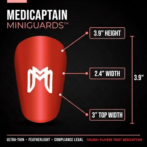 MediCaptain MiniGuards - Mini Shin Guards for Soccer Players - Tiny Shin Pads for Men, Women, Teens - Miniature Shin Guards 3.9 x 2.4 inch - Perfect for High Level Soccer Athletes - color: Red