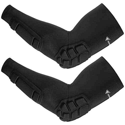 Padded Arm Sleeves 2 Pack, Elbow Forearm Crashproof Pads for Football Basketball Volleyball Soccer - size: XX-Large