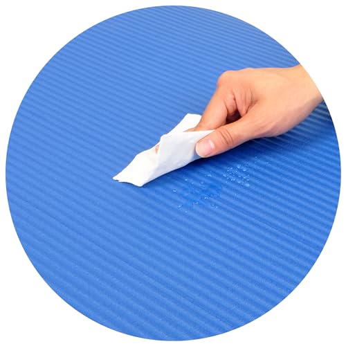 Signature Fitness Extra Thick High-Density Foam Yoga Mat – Multiple Thicknesses (1/2" & 1") / Multiple Colors – Double-Sided Non-Slip Surface – with Carrying Strap for Pilates, Yoga & Home Workouts - color: Blue