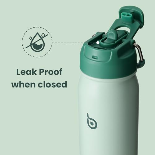 BOTTLE BOTTLE 24oz Insulated Water Bottle Stainless Steel Sport Water Bottle with Straw and Adjustable Lid Daily Pill Organizer - color: green