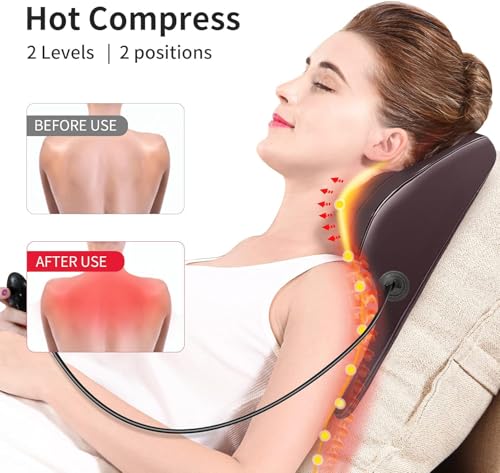 Boriwat Back Massager with Heat, 3D Kneading Massage Pillow for Back, Neck, Shoulder, Leg Pain Relief Deep Tissue, Gifts for Women Men Mom Dad(Brown) - style: Brown
