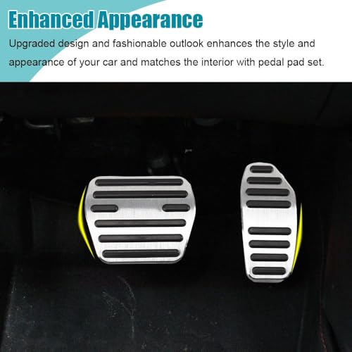 LEXLEY,with Kicks Logo 2PCS Anti-Slip Aluminum Brake Gas Pedal Pads,Auto No Drilling Accelerator Pedal Covers Only for Nissan 2018-2025 2026 Kicks-Sliver - color: SILVER