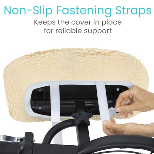 Vive Mobility Knee Walker Pad Cover - Plush Synthetic Faux Sheepskin Scooter Cushion - Accessory for Knee Roller - Leg Cart Improves Comfort During Injury (Off-White) - color: Off-white