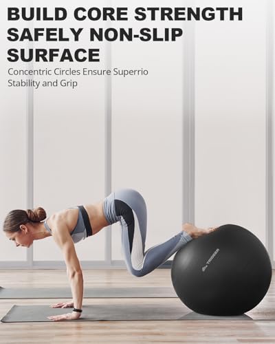 Trideer Yoga Ball for Exercise, Pilates, Core & Balance Training, Stability Ball for Pregnancy & Birthing Prep, Physical Therapy, Daily Stretching, Office Chair for Active Sitting, Quick Pump Included - color: Black, size: XL(27-30ines/68-75cm)