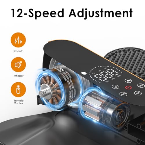 HOMGIM Under Desk Elliptical Machine - Quiet Motorized Leg Exerciser with Smart Remote, 12-Speed Manual Programs Auto/3 Auto Programs LCD Display & Bidirectional Motion for Home/Office - color: Orange
